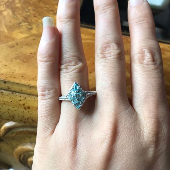 Natural Blue Apatite Sterling Silver Ring Size 9 - Picture 7 of 9